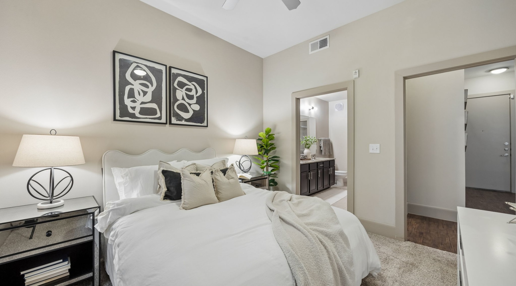 well lit bedroom 