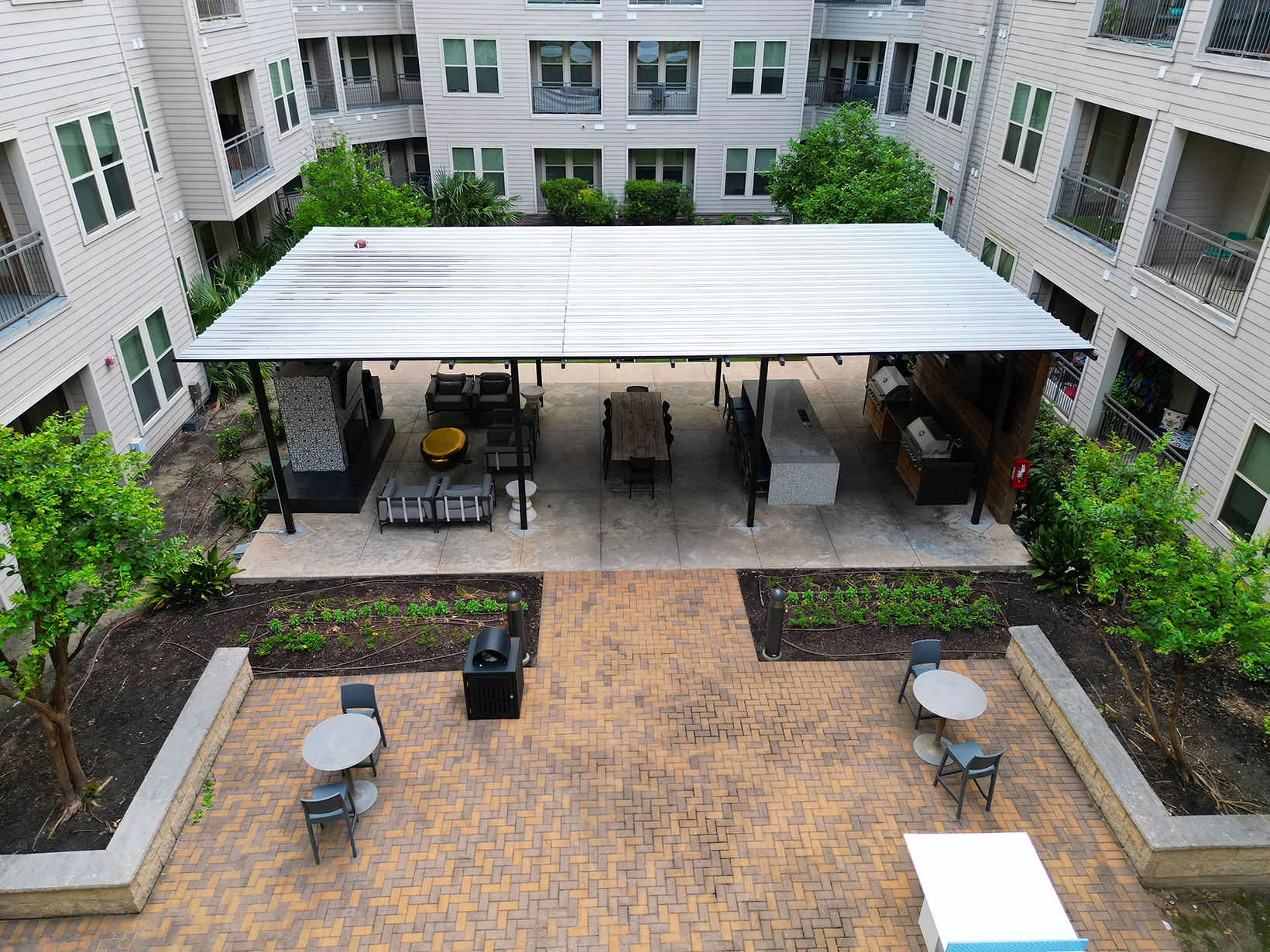 Covered Patio fireside seating in covered patio