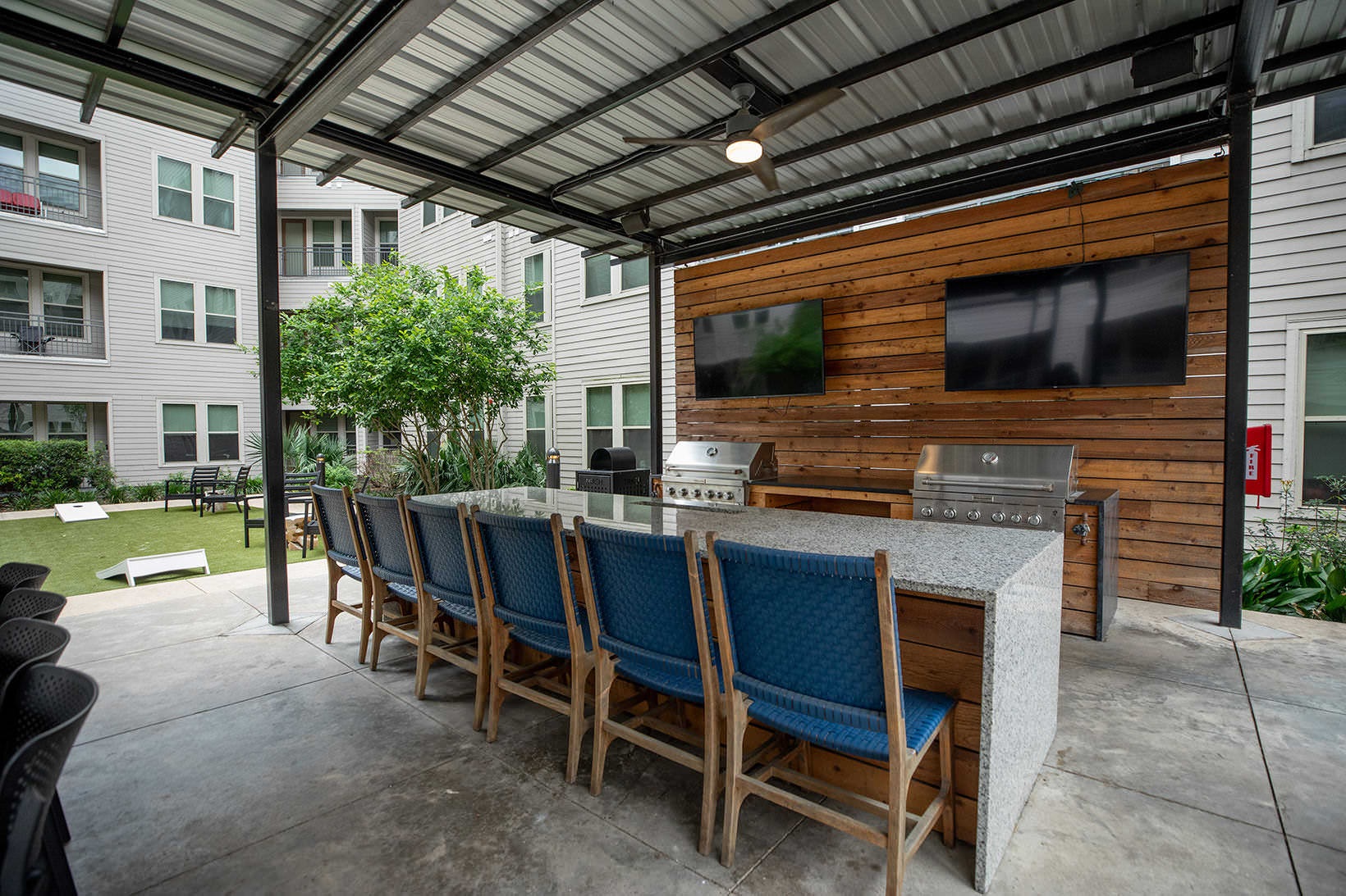 Grills covered grills and island seating