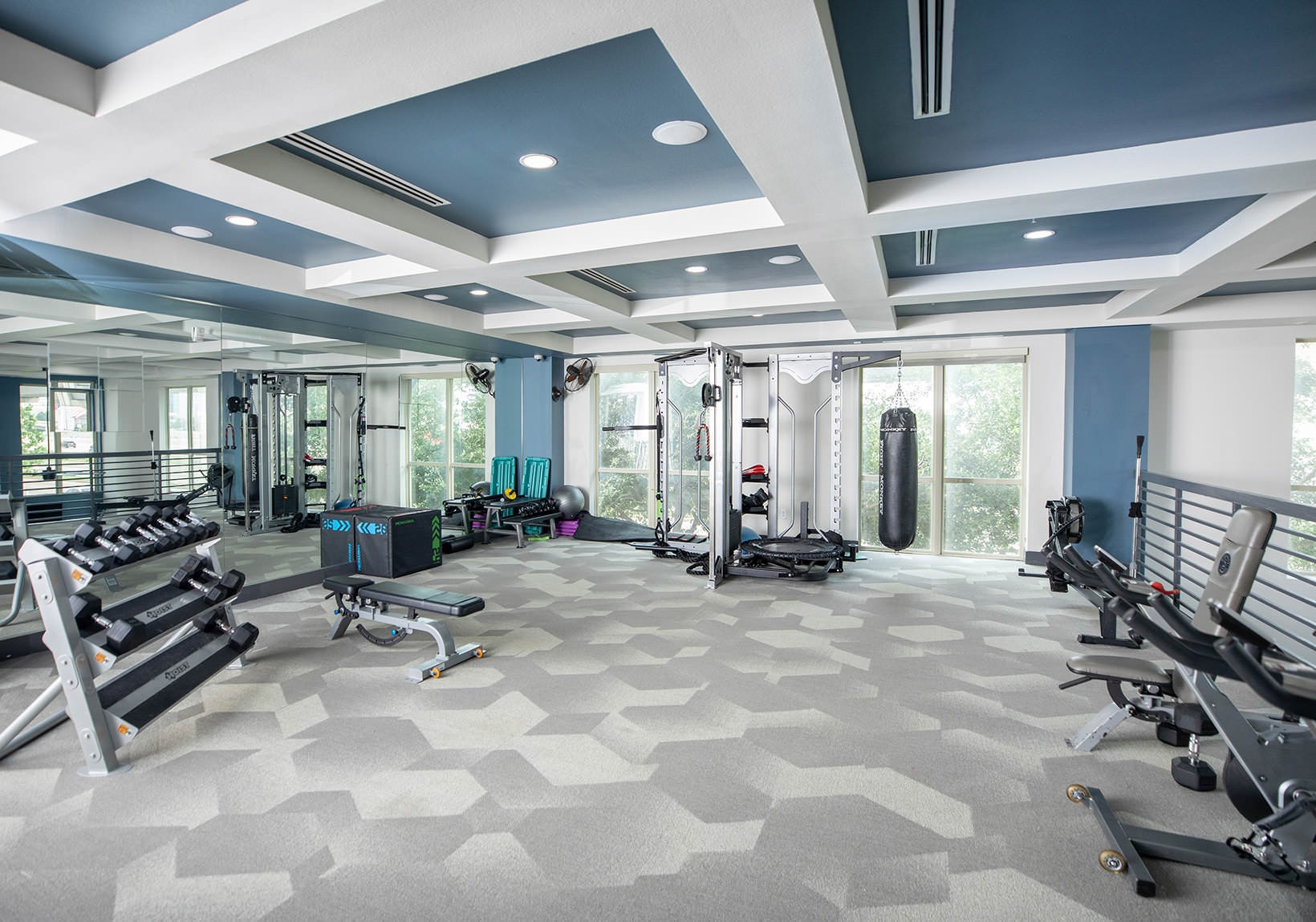 Gym gym with a variety of workout equipment