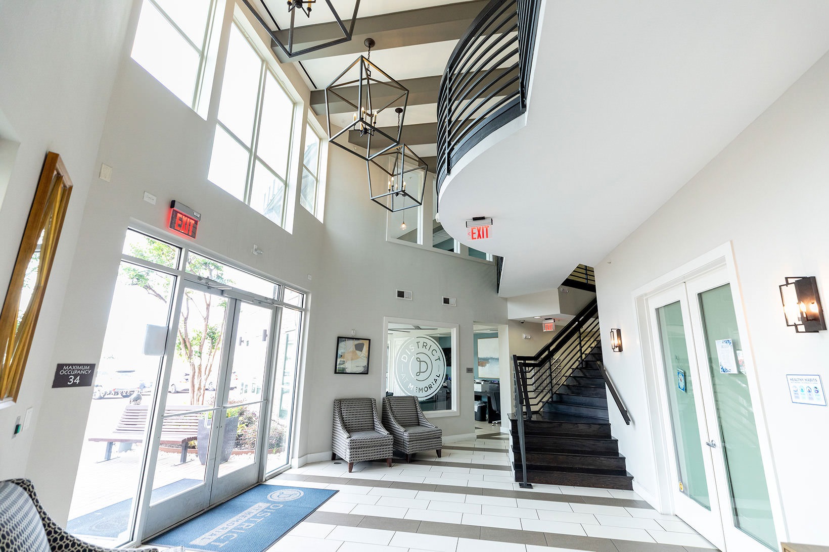 Lobby lobby with staircase
